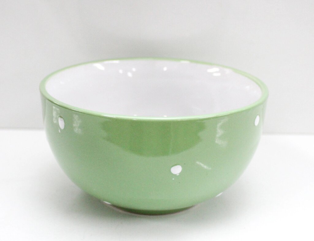 Керамическая супница, бело-зеленая, D 13 см от компании Интернет-магазин VPROK_kz - фото 1