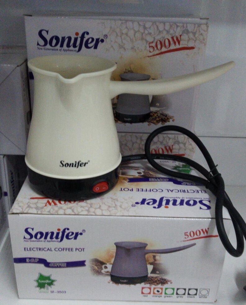 Кофеварка-турка электрическая Sonifer SF-3503, белый от компании Интернет-магазин VPROK_kz - фото 1