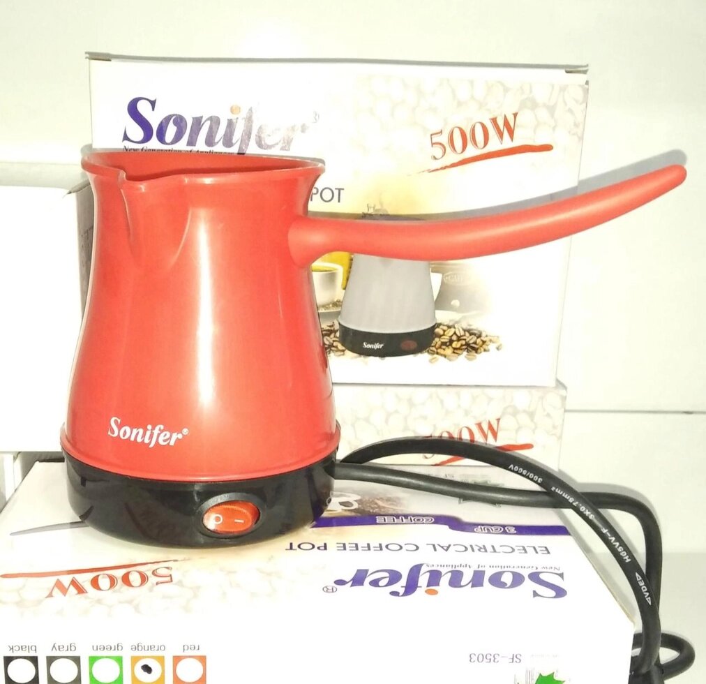 Кофеварка-турка электрическая Sonifer SF-3503, красный от компании Интернет-магазин VPROK_kz - фото 1