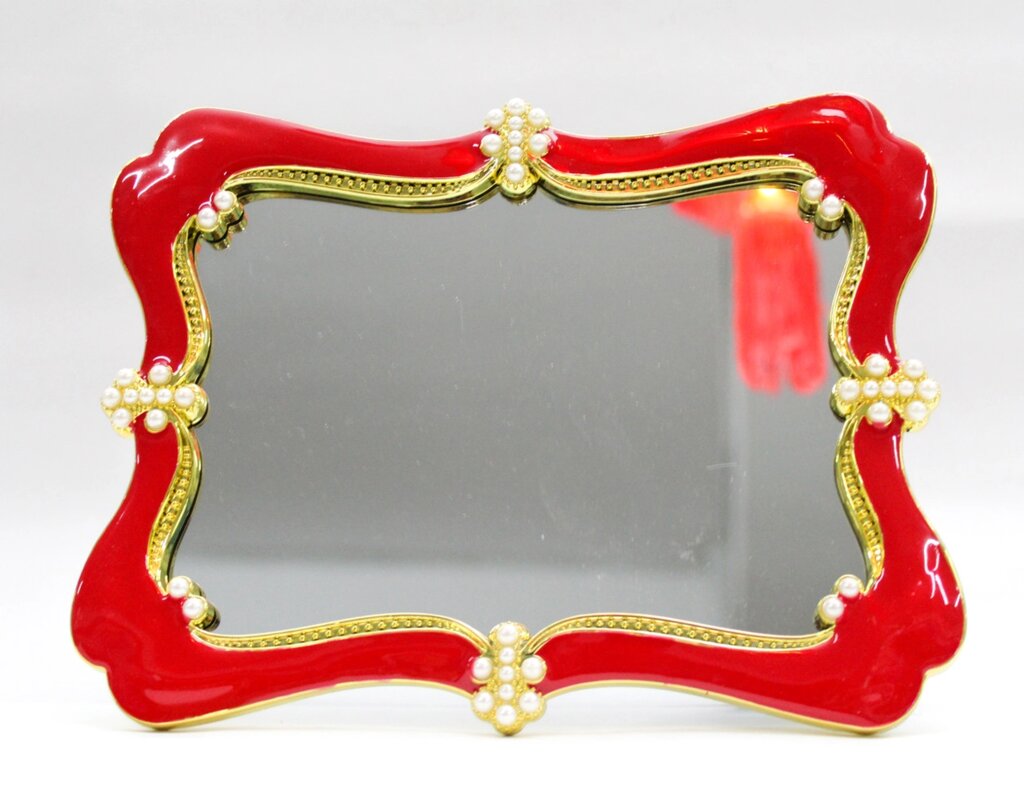 Косметическое зеркало 20*15 см, красная рама от компании Интернет-магазин VPROK_kz - фото 1