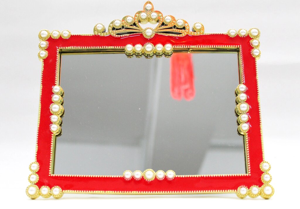 Косметическое зеркало 20*15 см, прямоугольное, красная рама от компании Интернет-магазин VPROK_kz - фото 1