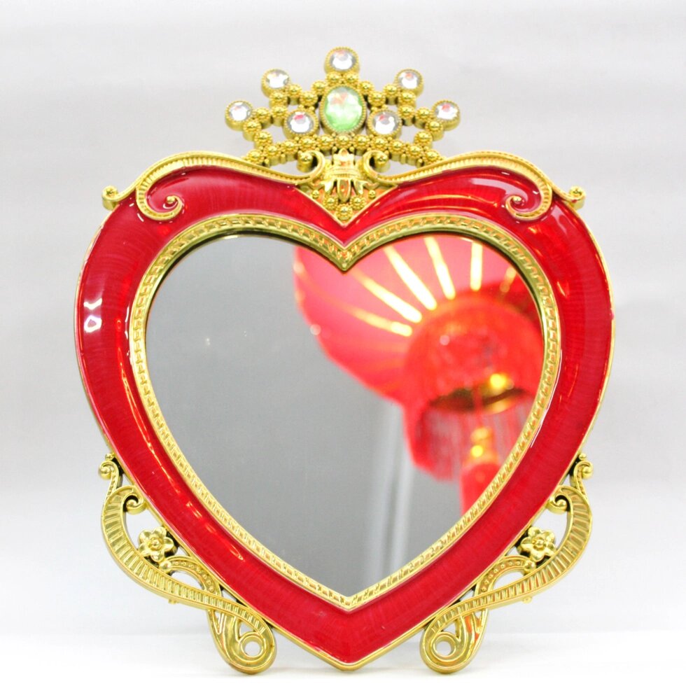 Косметическое зеркало 25*10 см, сердечко красное от компании Интернет-магазин VPROK_kz - фото 1