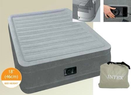 Кровать надувная Intex 152х203х46 см, max 273 кг Intex 64414, поверхность флок, встроенный насос от компании Интернет-магазин VPROK_kz - фото 1