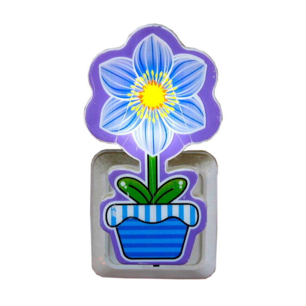 LED ночник в розетку "Цветок", синий от компании Интернет-магазин VPROK_kz - фото 1