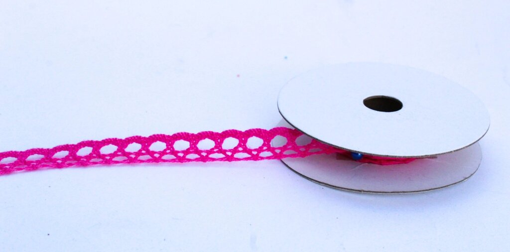 Лента кружевная тканная, розовая, 1 см от компании Интернет-магазин VPROK_kz - фото 1