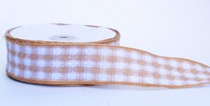 Лента репсовая (из плотной ткани), бело-бежевая, 5 см