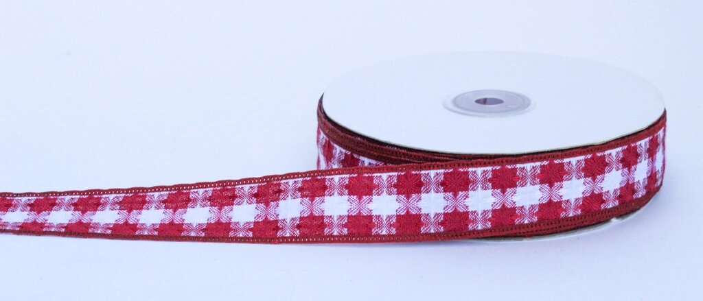 Лента репсовая (из плотной ткани), бело-бордовая, 3 см от компании Интернет-магазин VPROK_kz - фото 1