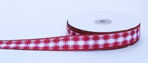 Лента репсовая (из плотной ткани), бело-бордовая, 3 см