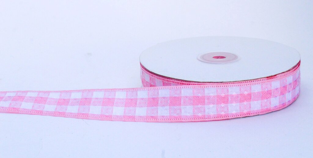 Лента репсовая (из плотной ткани), бело-розовая, 3 см от компании Интернет-магазин VPROK_kz - фото 1
