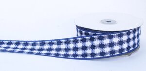 Лента репсовая (из плотной ткани), бело-синяя, 5 см