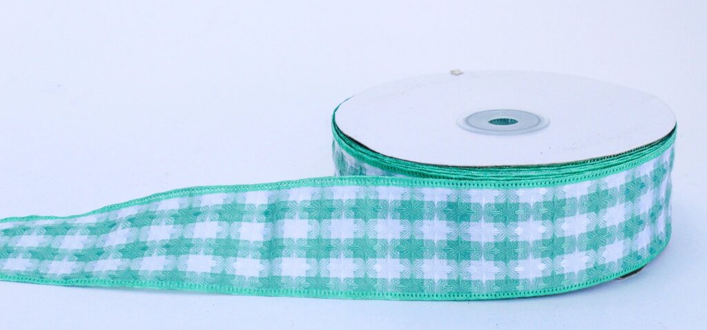 Лента репсовая (из плотной ткани), бело-зеленая, 5 см от компании Интернет-магазин VPROK_kz - фото 1