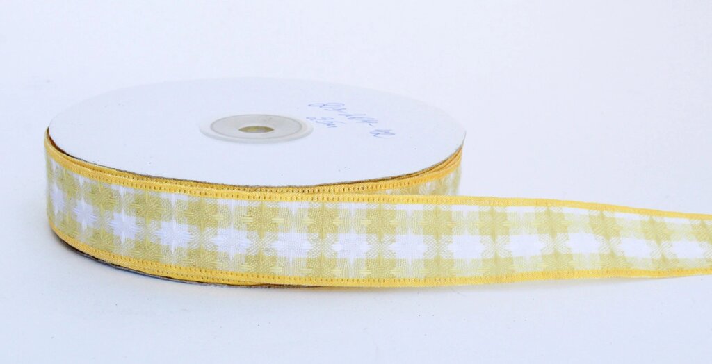 Лента репсовая (из плотной ткани), бело-желтая, 3 см от компании Интернет-магазин VPROK_kz - фото 1