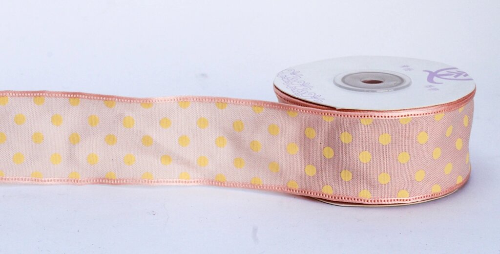 Лента упаковочная тканная, в горошек, светло-розовая от компании Интернет-магазин VPROK_kz - фото 1