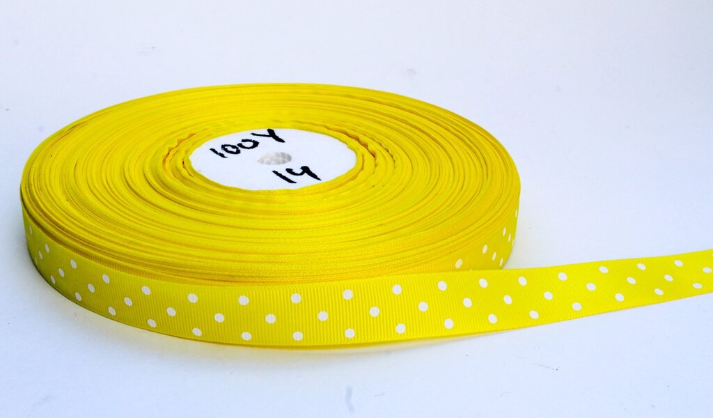 Лента упаковочная, в горошек, желтая, 1.5 см от компании Интернет-магазин VPROK_kz - фото 1