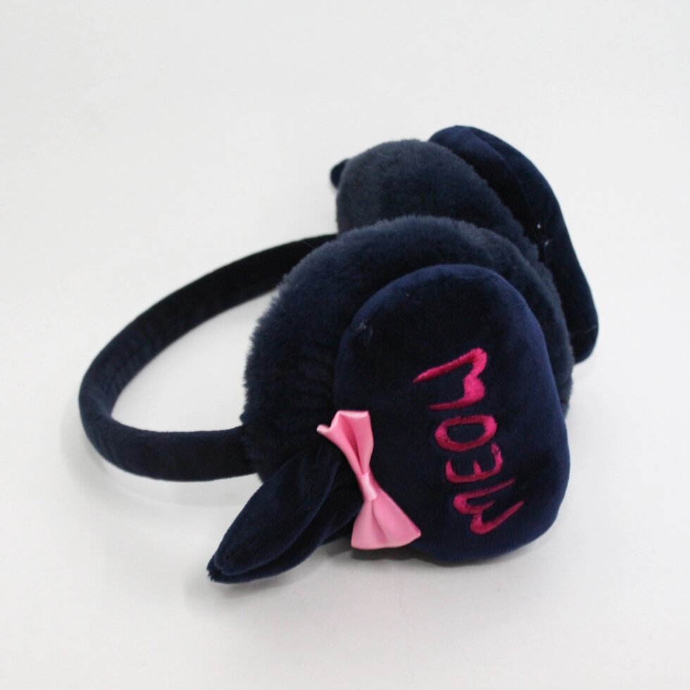 Меховые наушники (шапка на уши) "Meow", черно-розовые от компании Интернет-магазин VPROK_kz - фото 1