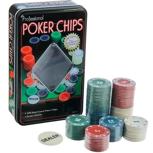 Набор фишек для покера, 100шт фишки с номиналом в металл коробке от компании Интернет-магазин VPROK_kz - фото 1