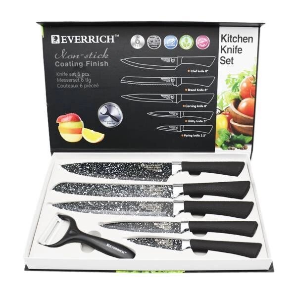 Набор кухонных ножей "Everrich" ER-0157, 6 предметов от компании Интернет-магазин VPROK_kz - фото 1