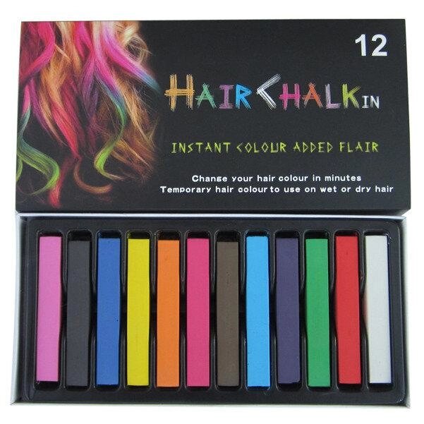 Набор мелков для волос 12 цветов, пастель для временного окрашивания волос от компании Интернет-магазин VPROK_kz - фото 1