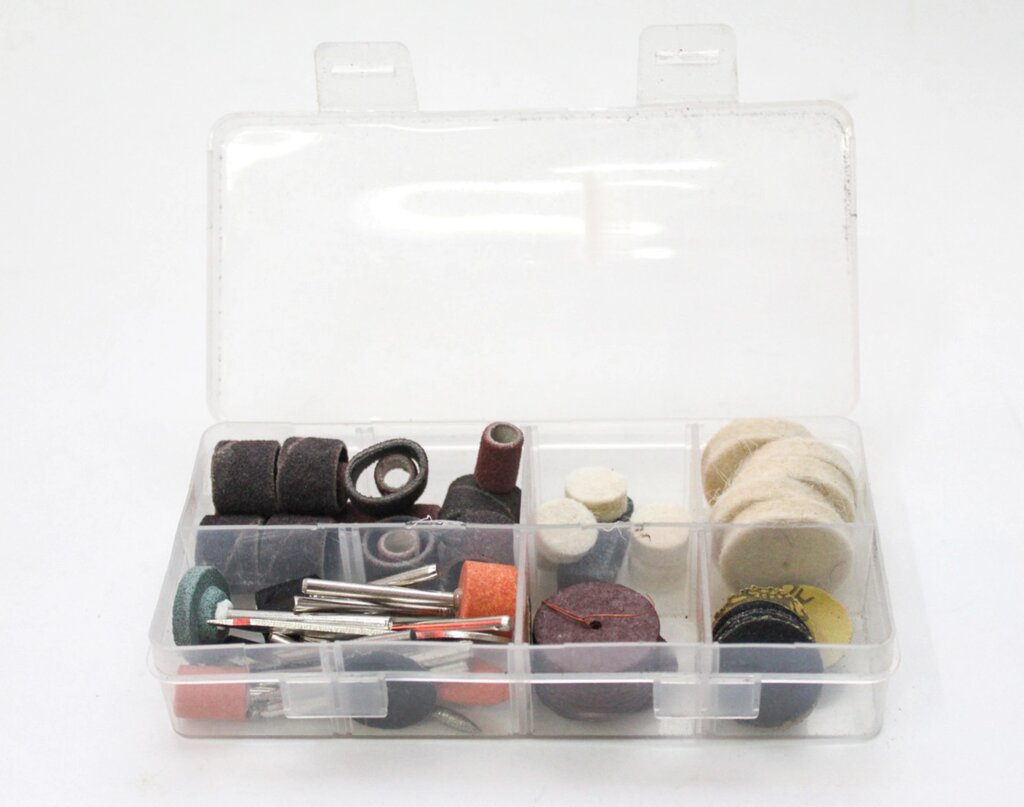 Набор шлифовальных насадок для гравера 105 предметов в ластиковой коробке от компании Интернет-магазин VPROK_kz - фото 1