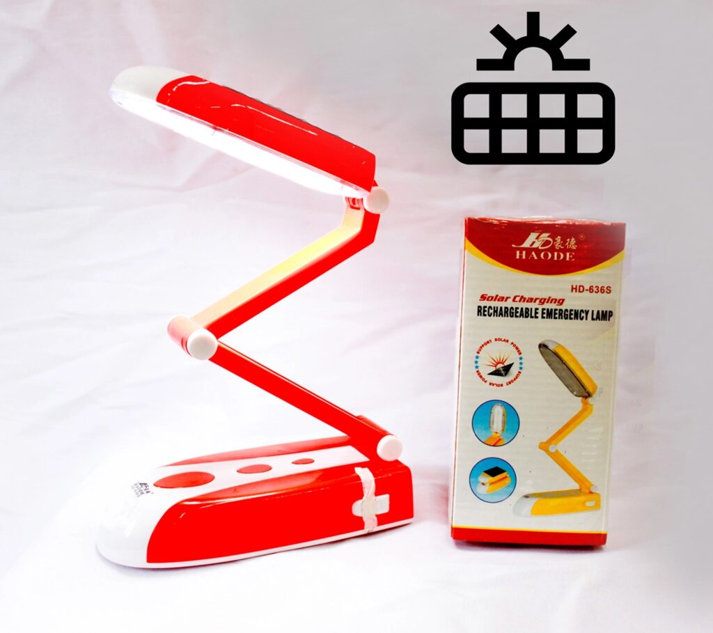 Настольная лампа, с солнечной батареей, красная от компании Интернет-магазин VPROK_kz - фото 1