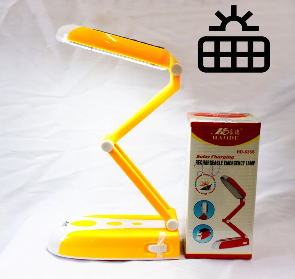 Настольная лампа, с солнечной батареей, желтая от компании Интернет-магазин VPROK_kz - фото 1