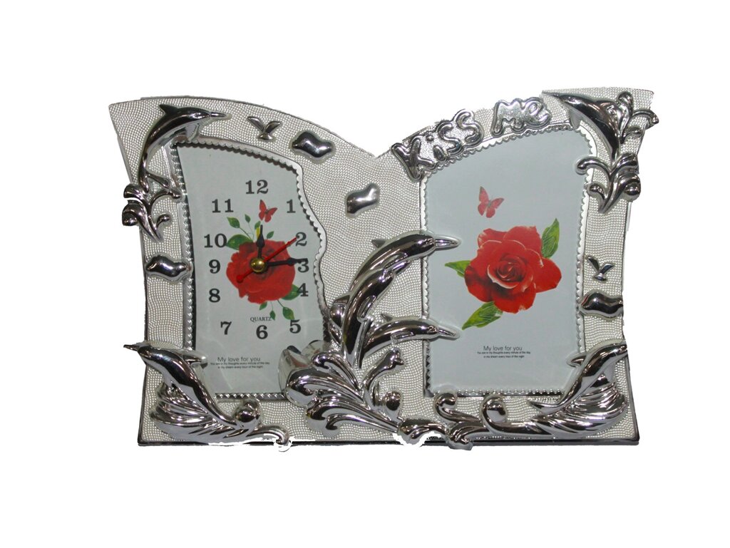 Настольные часы с рамкой для фото, серебро от компании Интернет-магазин VPROK_kz - фото 1