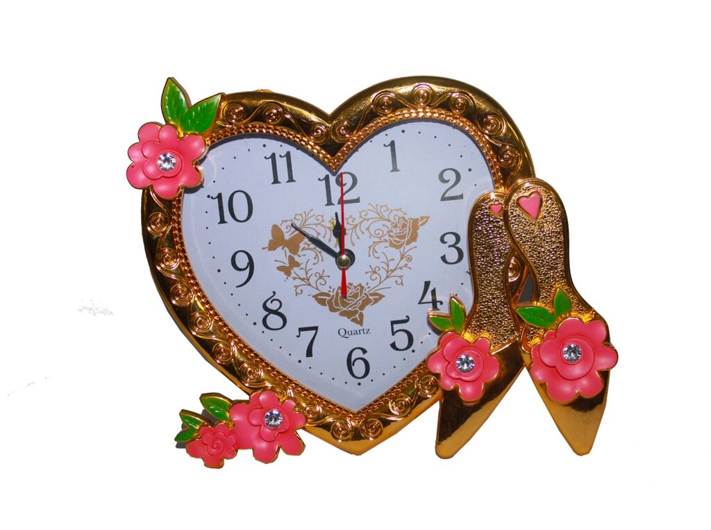 Настольные часы "Сердце", золотистые от компании Интернет-магазин VPROK_kz - фото 1