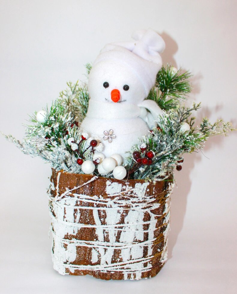 Новогодний снеговик, белый, 30 см от компании Интернет-магазин VPROK_kz - фото 1