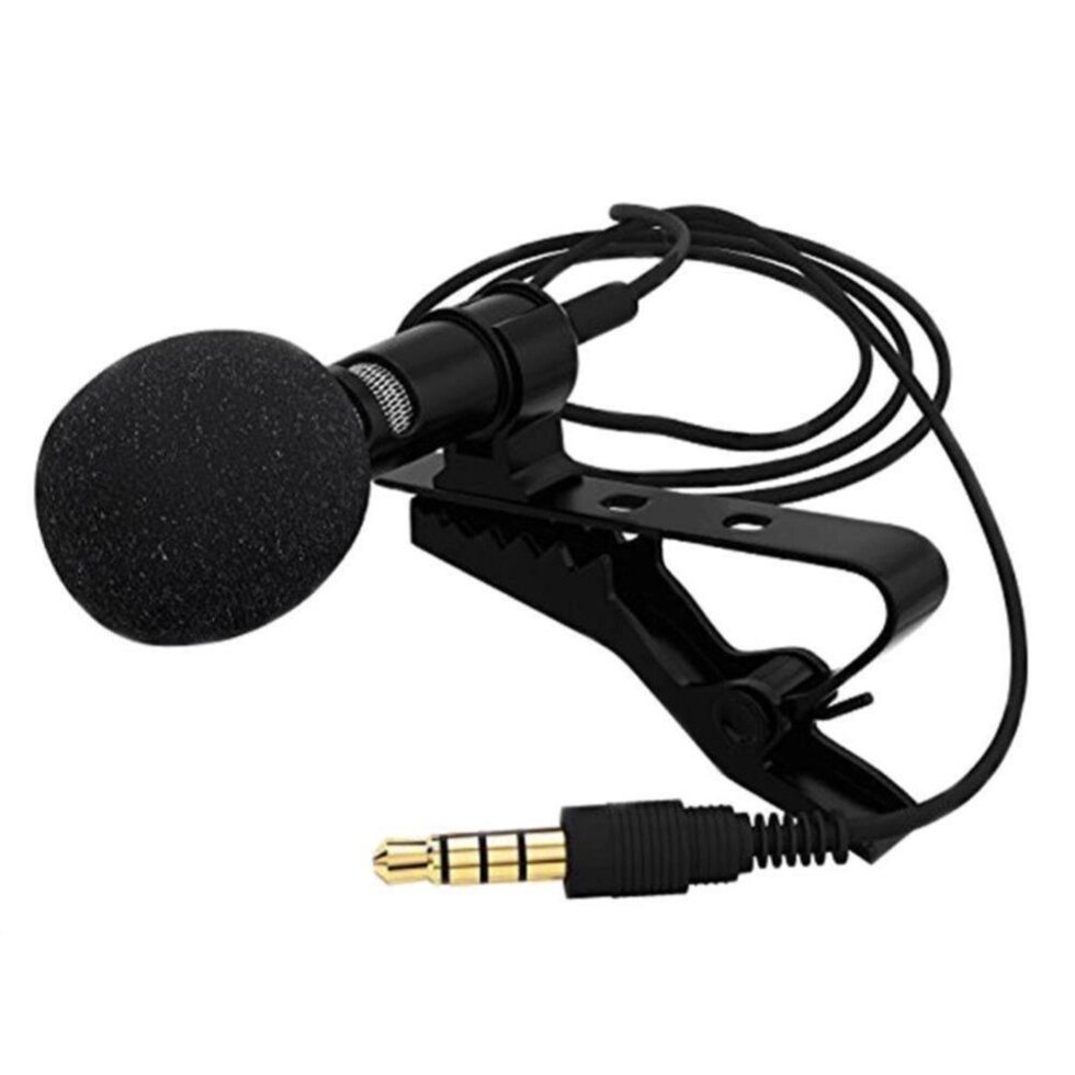 Петличный микрофон 3.5 мм jack черный от компании Интернет-магазин VPROK_kz - фото 1