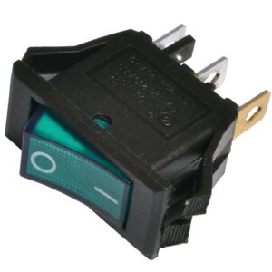 Переключатель KCD3-101N GR/B черный с зеленой клавишей с подсветкой