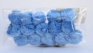 Помпоны декоративные из акриловой пряжи, 1.5 см, голубые