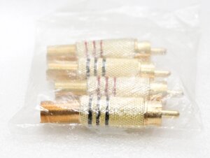 Штекер RCA под кабель с пружиной gold, диам.- 6,5мм., корпус металл 4 штуки