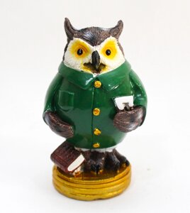 Статуэтка сова "Мудрая", зеленая, (13 см)