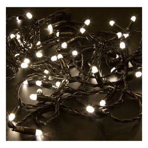 LED гирлянда "Нить" - 10 метров, 80 лампочек, белый свет, светит постоянно