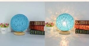Светильник настольный - плетеный шар, 220V, синий