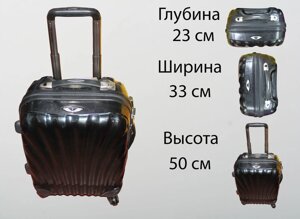 Пластиковый чемодан на 4 колесах, S, черный