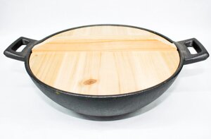 Сковорода садж, деревянная крышка, D 20 см