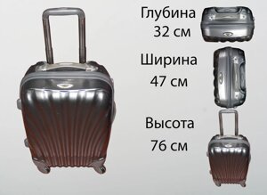 Пластиковый чемодан на 4 колесах, L, серый