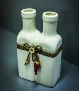 Бутылка декоративная "2 в 1" (керамика, белая),11х5,5х19,5см