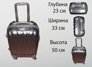 Пластиковый чемодан на 4 колесах, S, серый