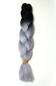 Канекалон черный-серый 65 см, косы для плетения