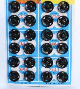 Кнопки пришивные, металлические, черные, 10 мм
