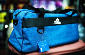 Спортивная дорожная сумка "ADIDAS", среднего размера 46х20х25см (голубая)