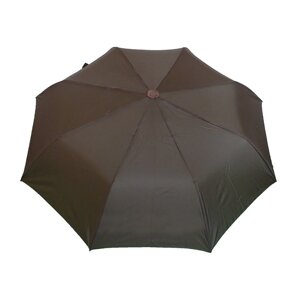Полуавтоматический складной женский зонт коричневый, с чехлом