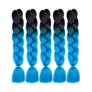 Канекалон черный-ярко голубой 65 см, косы для плетения
