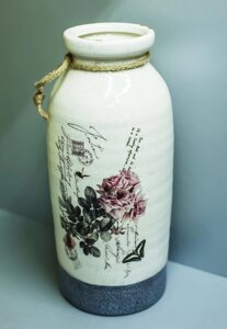 Декоративная настольная ваза "Розы" (керамика, белая),32см