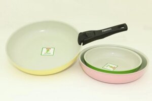 4860 FISSMAN Набор посуды 4 пр. COMFORTO со съемной ручкой (алюминий с керамическим антипригарным покрытием)