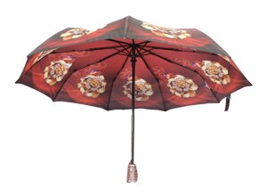 Полуавтоматический складной женский зонт LAN747brown
