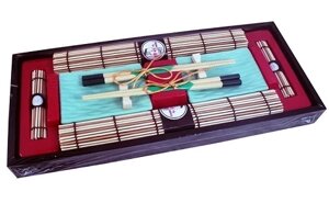 9588 FISSMAN Набор для суши 10 пр. на 2 персоны в деревянной коробке (керамика, бамбук, дерево)