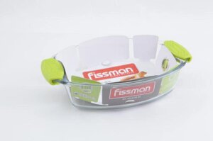 6134 FISSMAN Овальное блюдо для запекания 26.9x18.2x6 см / 1.3 л с силиконовыми ручками (стекло)